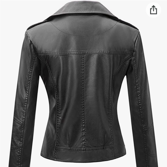 NWT Faux Leather Jacket Moto Zipper Sleeve Women’s M - Picture 4 of 10